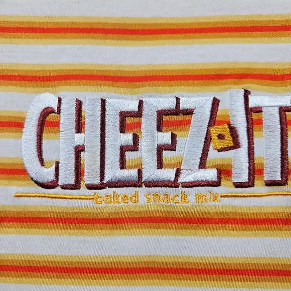 Cheez It Shirt Striped Retro Orange Embroidered Adult XL Kelloggs - Picture 2 of 6